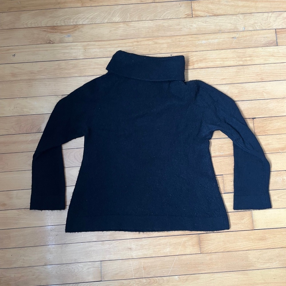 m0851 Black 100% Fine Cashmere Turtleneck Sweater Womens Large L/G - Picture 3 of 6